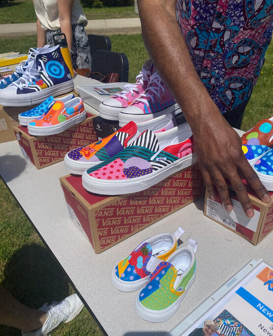 Professional artist Jamaal Eversley's hand-painted shoes.